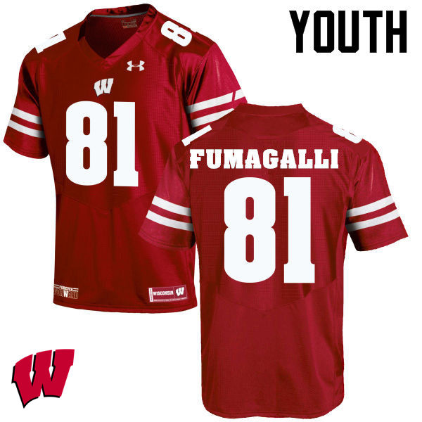 Youth Wisconsin Badgers #81 Troy Fumagalli College Football Jerseys-Red